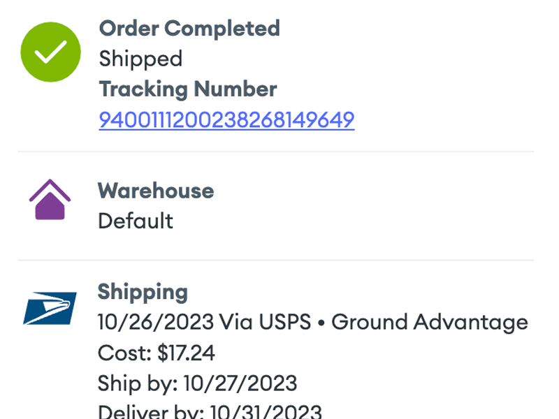 Screenshot of the Goflow dashboard, showing the order status card.