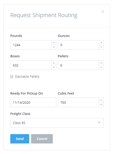 Shipment Routing Request for Amazon Vendor Central order