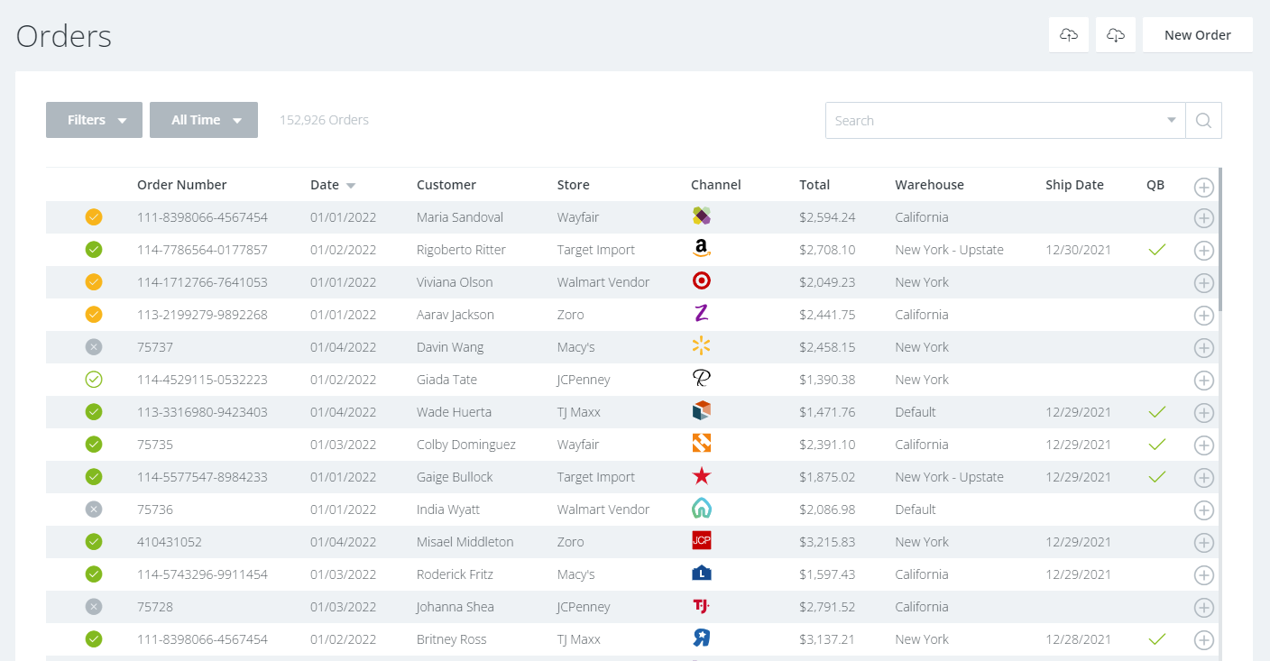 EDI Vendor orders, shown being imported