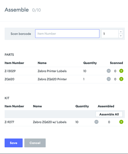 Screenshot of the Goflow dashboard, showing part of the purchase-to-order process.